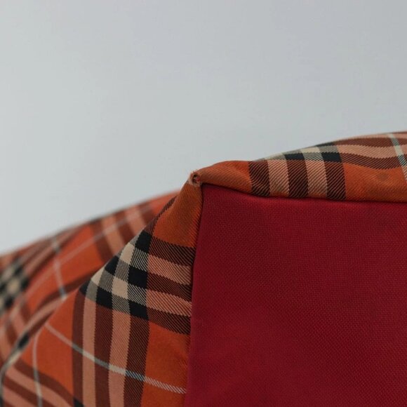 BURBERRY Nova Check Blue Label Tote Bag Nylon Leather Orange Brown Auth ti1814 - Picture 4 of 16